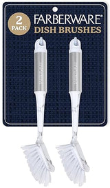Farberware Dish Brush with Handle - 2 Pack Kitchen Scrub Brush for Dishes, Non-Scratch Dishwashing Brush Set with Firm Bristles for Pots, Pans