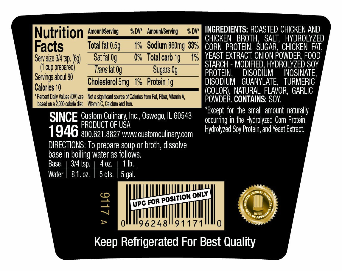 Custom Culinary Gold Label Base, Chicken, 1 Pound