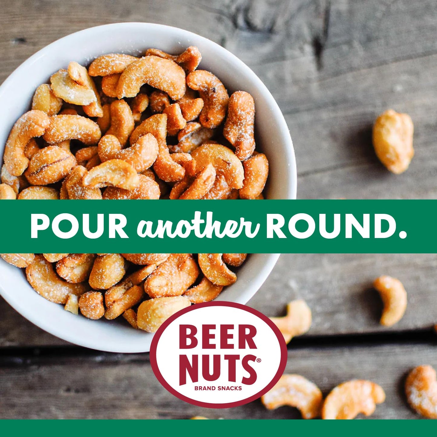 Beer Nuts Cashews, Sweet & Salty Taste, Unique Beer Nuts Flavor, Gluten Free, Kosher, Low Sodium Nut Snacks, American Made Since 1937 (41oz, Cashews)