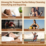 Kidney Tea Formula Ginseng Six Treasure Tea - Natural Chinese Traditional Herbal Ginseng Five Treasures Kidney Detox Cleanse Teabag For Men Women (60