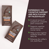Paleovalley Organic Ground Coffee, 10oz - Regular, Low Acid, Single-Origin, Polyphenol-Rich, Infused with Mushrooms