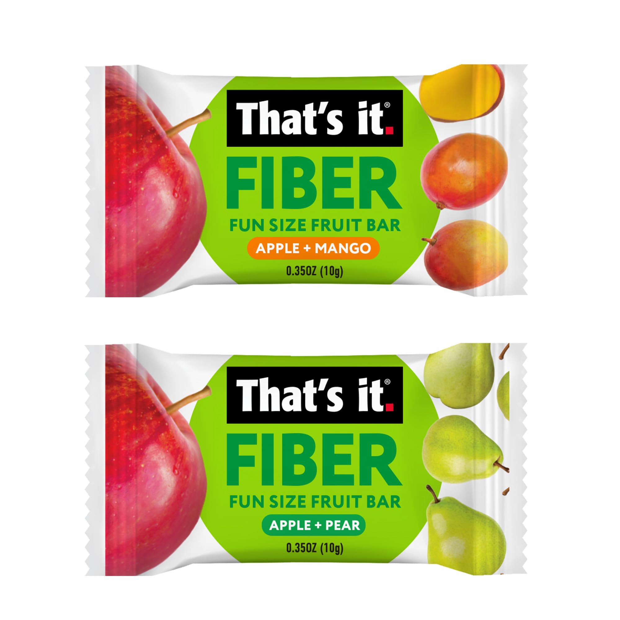That’s it. Fiber Snacks for Kids - Fiber Fun Size Fruit Bar Variety Pack (Mango + Pear), 4g Fiber from Fruit per 2 Bars, No Added Sugar, 2-3