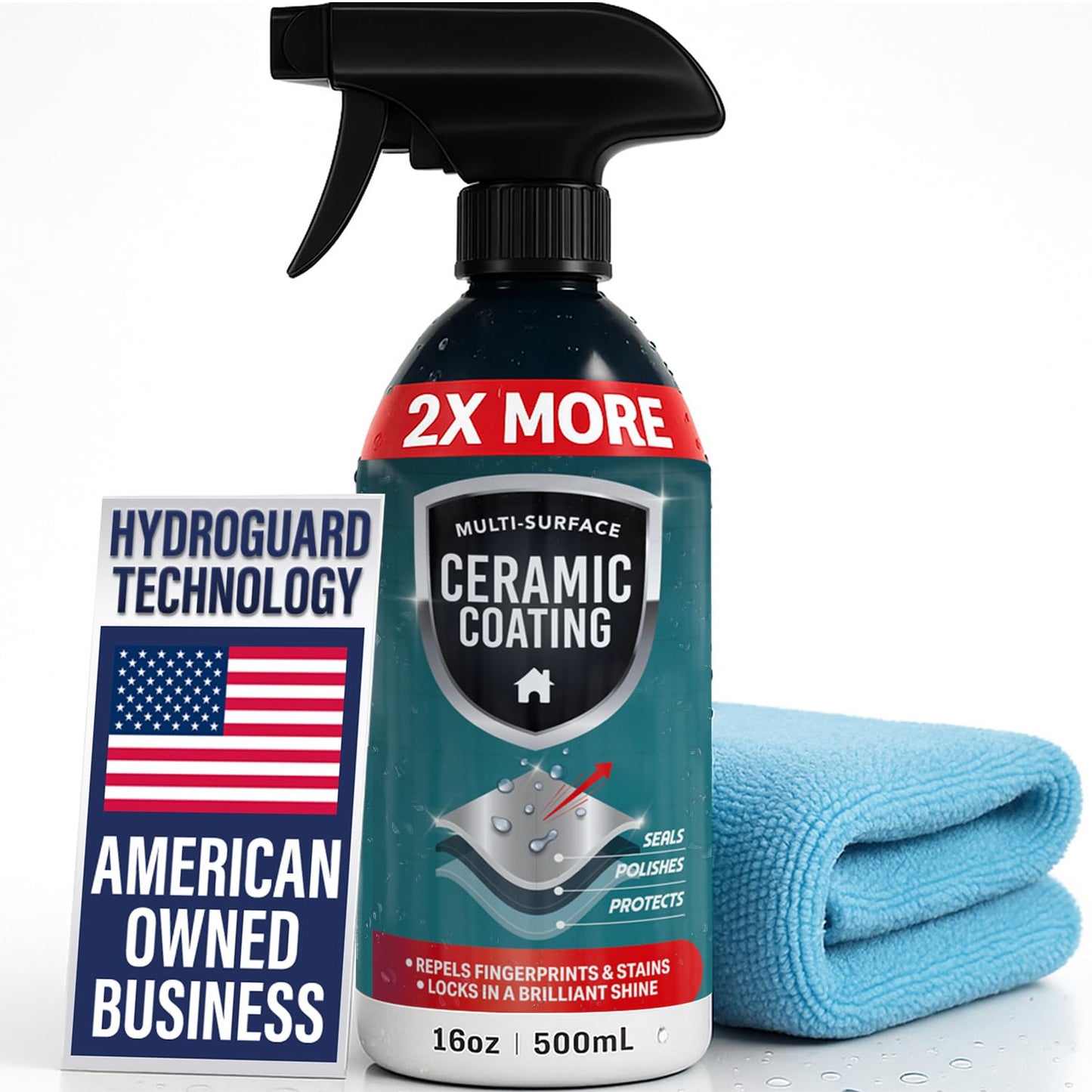 Ceramic Coating Spray for Stainless Steel Appliances - 16 oz Home Ceramic Coating with Microfiber Towel, Hydrophobic Protector Repels Water Spots