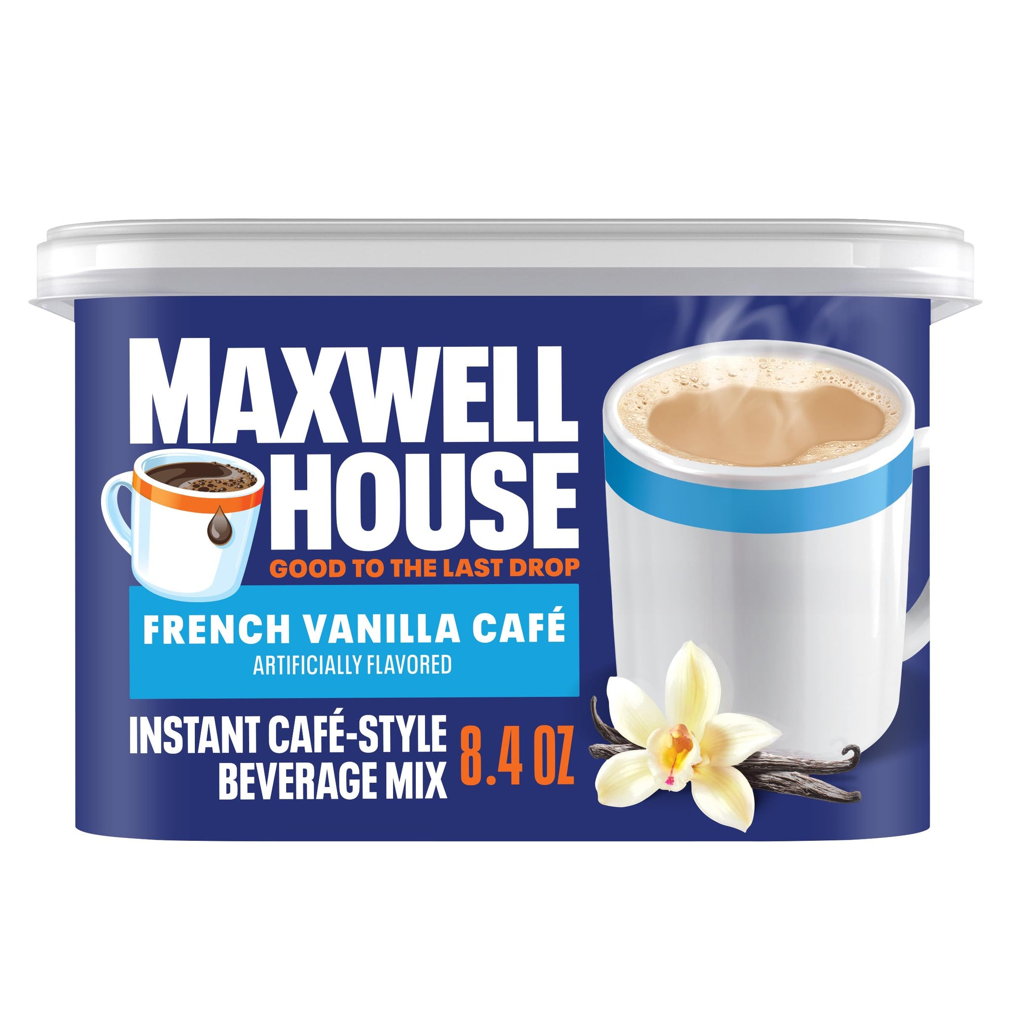 Maxwell House Instant Cafe-Style Beverage Mix, Easy to Prepare, 1 Canister, for Quick Morning Coffee or Afternoon Treat, French Vanilla Cafe, Kosher