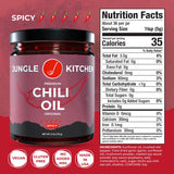 Jungle Kitchen Spicy Crunchy Garlic Chili Oil Vegan & Gluten-Free - Spicy Chili Crisp- Crunchy Garlic Chilli Oil Spicy Great Sauce & Toppings