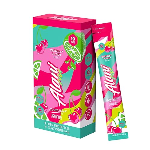 Alani Nu CHERRY TWIST Energy Sticks, Energy Drink Powder, 200mg Caffeine, Pre Workout Performance with Antioxidants, On-The-Go Drink Mix, Biotin, B
