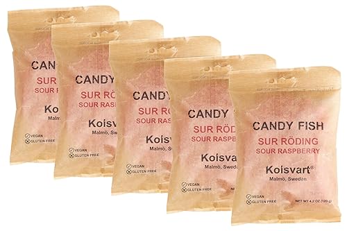 Kolsvart Sour Raspberry Swedish Candy - Vegan & Gluten-Free Gummies with Natural Fruit Flavor - Scandinavian Gummy Candy - 4.2 oz Each (Pack of 5)