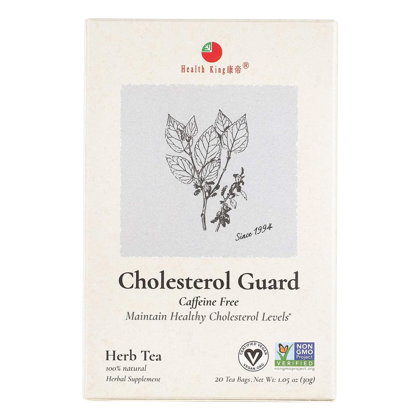 Health King Cholesterol Guard Herb Tea, Teabags, 20 Count Box