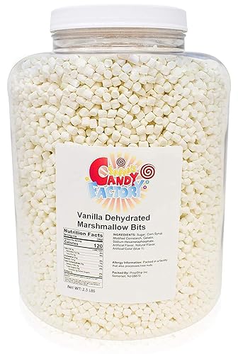 Sarah's Candy Factory Vanilla Mini Dehydrated Marshmallows in Jar - Mini Marshmallow Bits for Hot Cocoa 2.5 Lbs