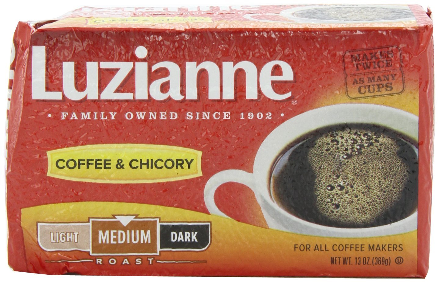 Luzianne Coffee & Chicory Medium Roast Ground Coffee, 13oz Bag (Pack of 1)