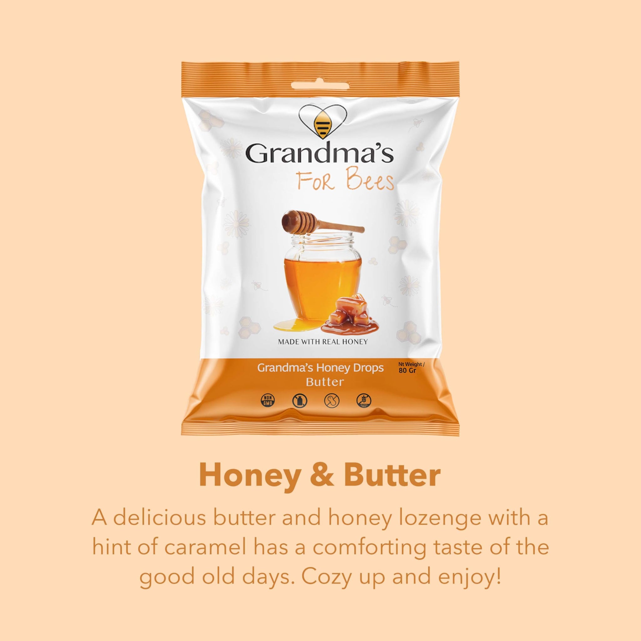 Grandma's Honeydrops | Honey and Butterscotch 80g X Pack of 4