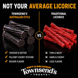 Townesend’s Treats Soft & Chewy Black Licorice Candy Bites (1 Pack) - Australian Style Thick Gourmet Licorice - Rich Bold Flavor, Pillowy Texture