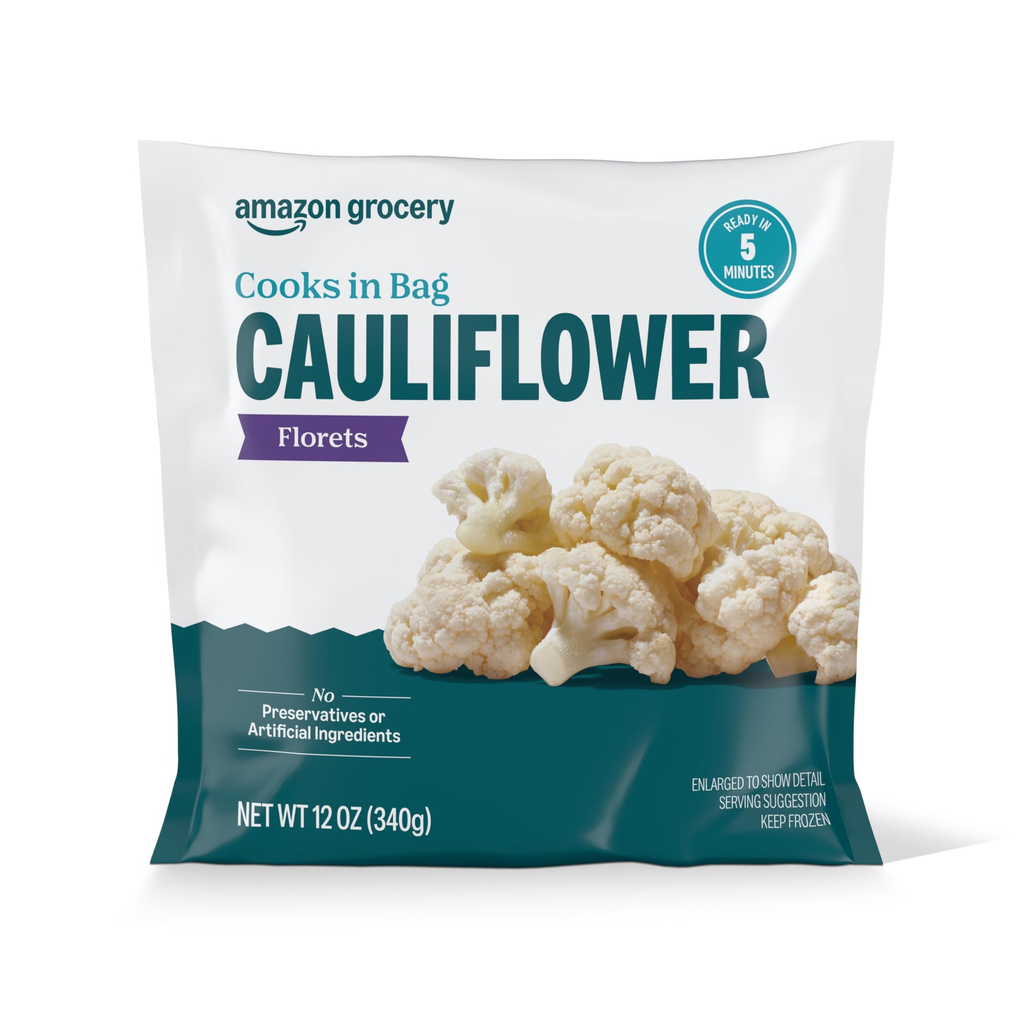 Amazon Grocery, Cauliflower Florets, 12 Oz, Frozen