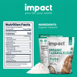 Impact - Organic Cassava Flour - Gluten-Free Baking Essential - Grain-Free Wheat Flour Substitute for Cooking and Baking - High Fiber, Easy to Use