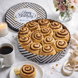 Birthday Cinnamon Rolls Gift Tin - Soft Baked Cinnamon Buns Pastries Individually Wrapped - Gourmet Bakery Treat in Reusable Tin - Happy Birthday Food