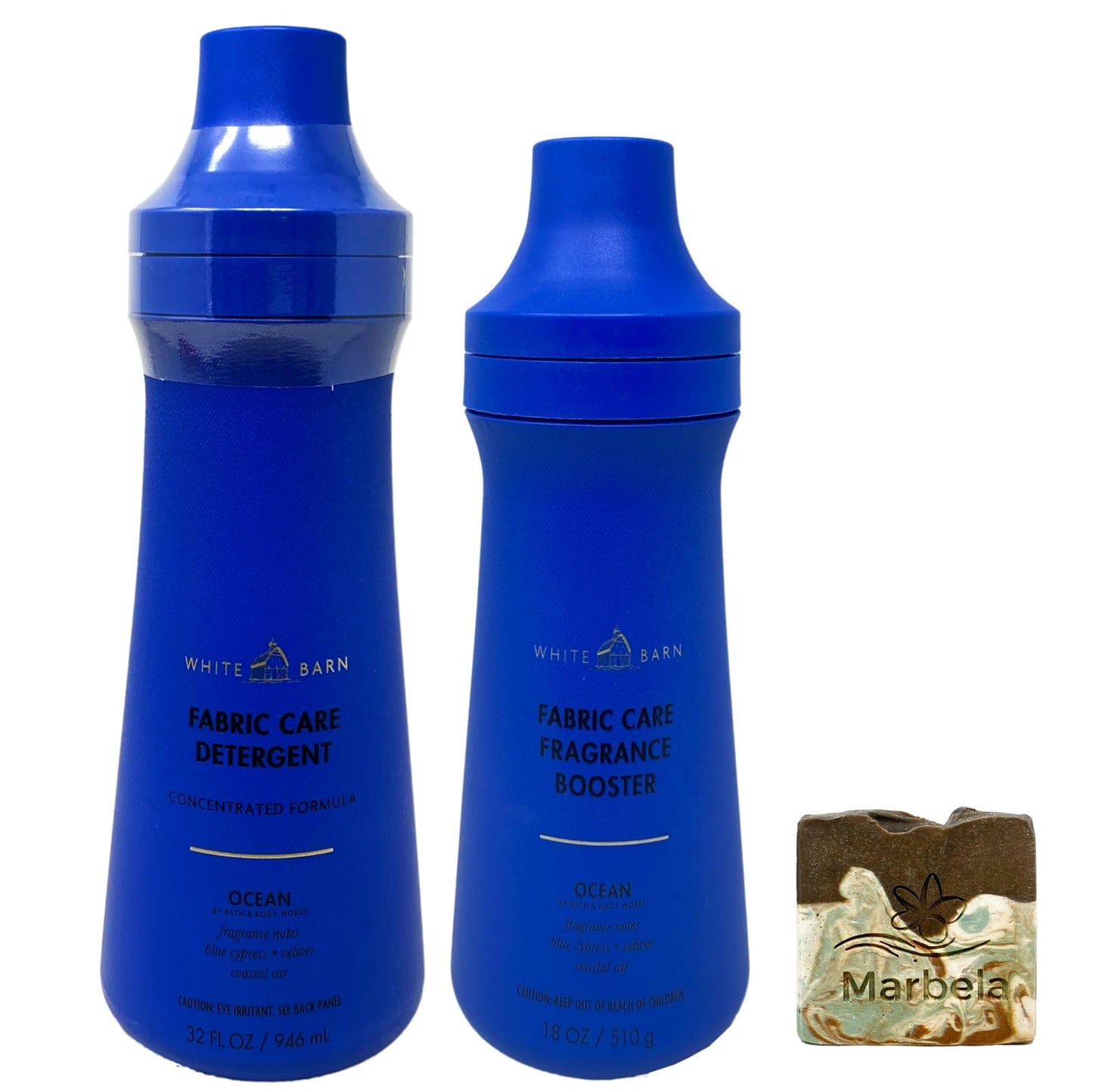 Bath & Body Works Ocean Fabric Care Detergent and Fragrance Booster Duo Set with a Cabin Spice Bar Soap