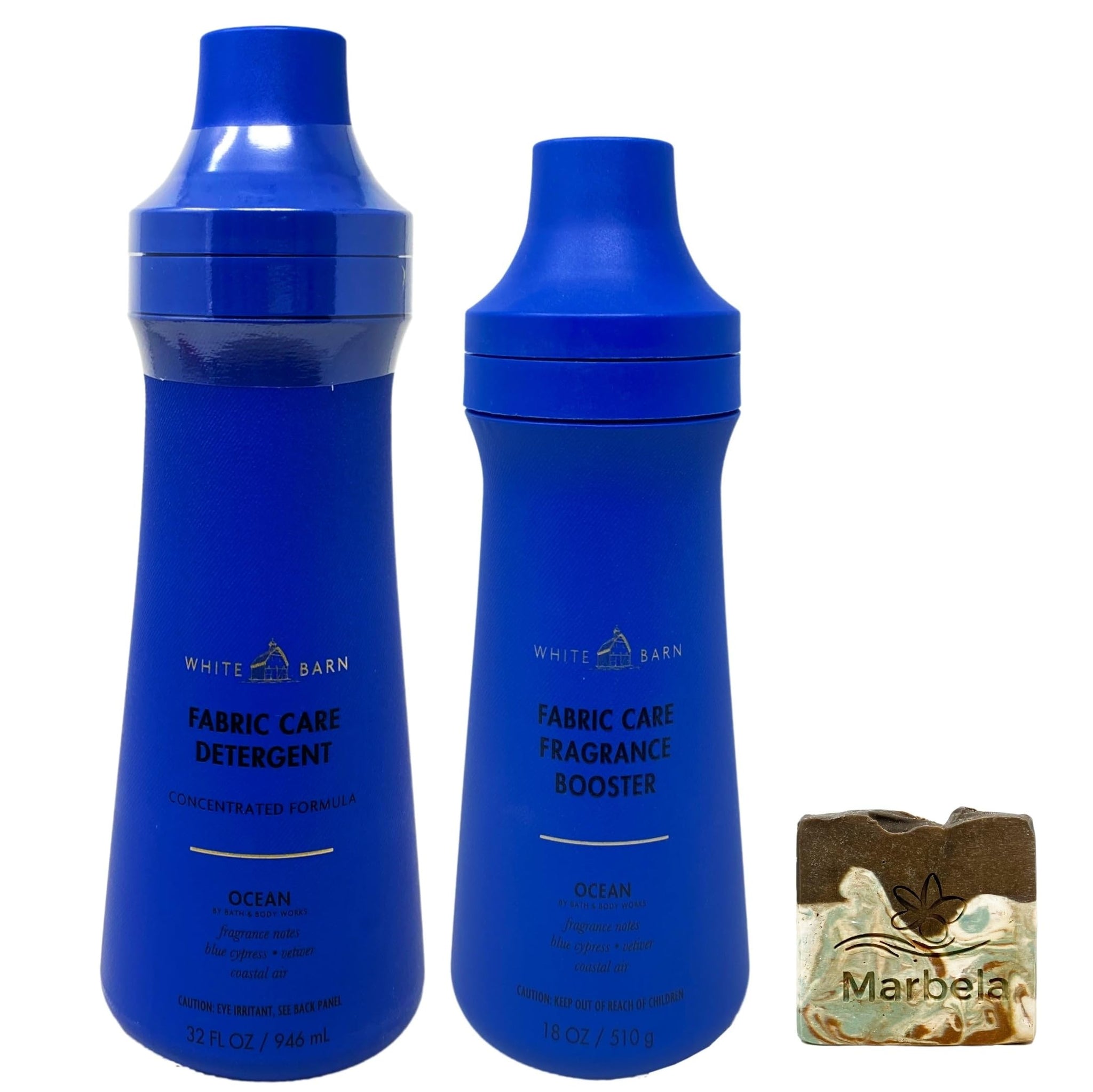 Bath & Body Works Ocean Fabric Care Detergent and Fragrance Booster Duo Set with a Cabin Spice Bar Soap