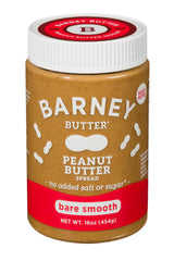 Barney Butter Peanut Butter, Bare Smooth, 16 Ounce Jar, Natural, No Stir, Non-GMO, Gluten Free, Keto, Vegan
