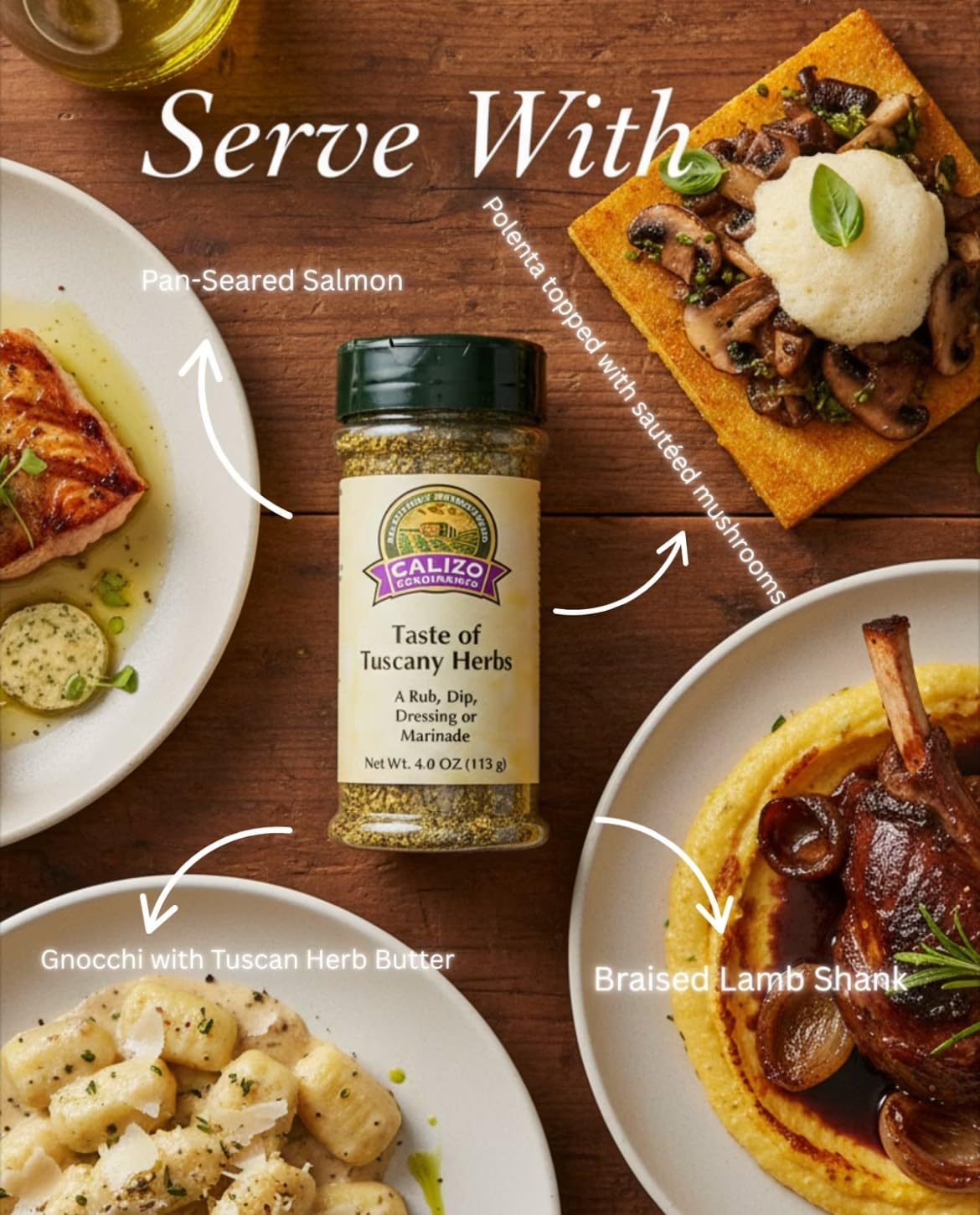 Italian Seasoning Blend - Taste of Tuscany Seasoning Mix With Garlic, Spices & Parmesan Cheese - 4 Ounce Bottle