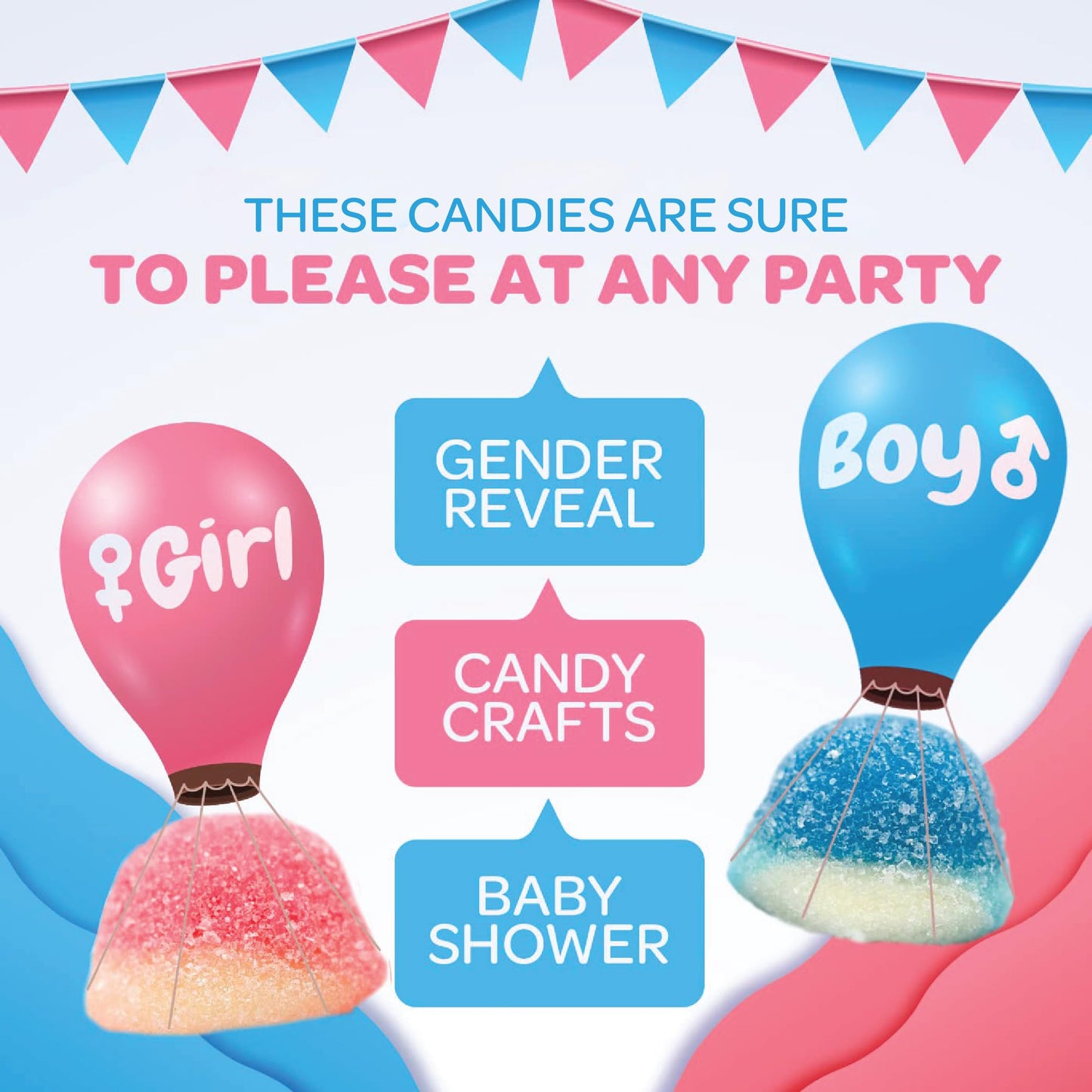 Strawberry Puffy Gummies - 1 Pound Pack - Baby Shower It's a Girl Candy - Gender Reveal - Pink Sweets