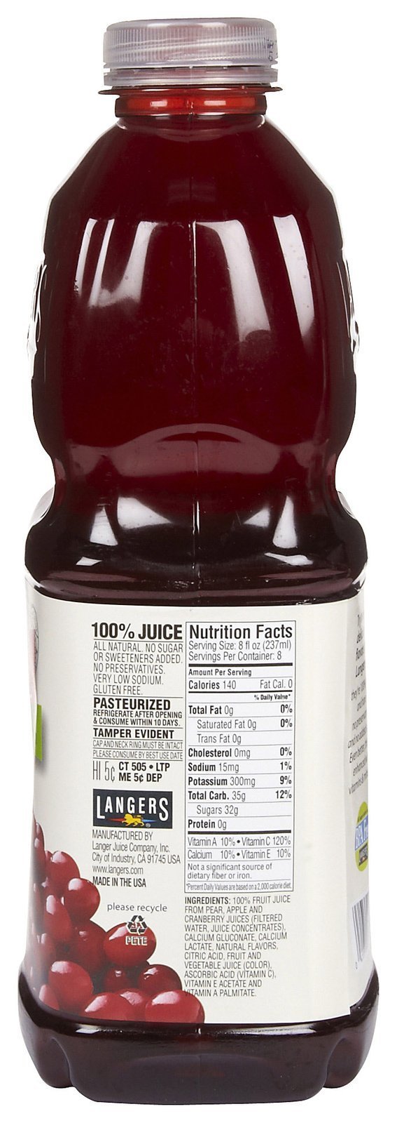 Langers Juice, Cranberry Plus, 64 Fl Oz (Pack of 8)