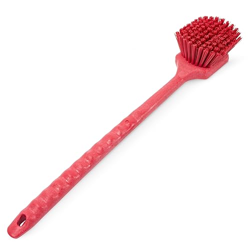 SPARTA 40501EC05 Plastic Large Scrub Brush, Kitchen Brush, Utility Brush With Long Handle For Cleaning, 20 Inches, Red