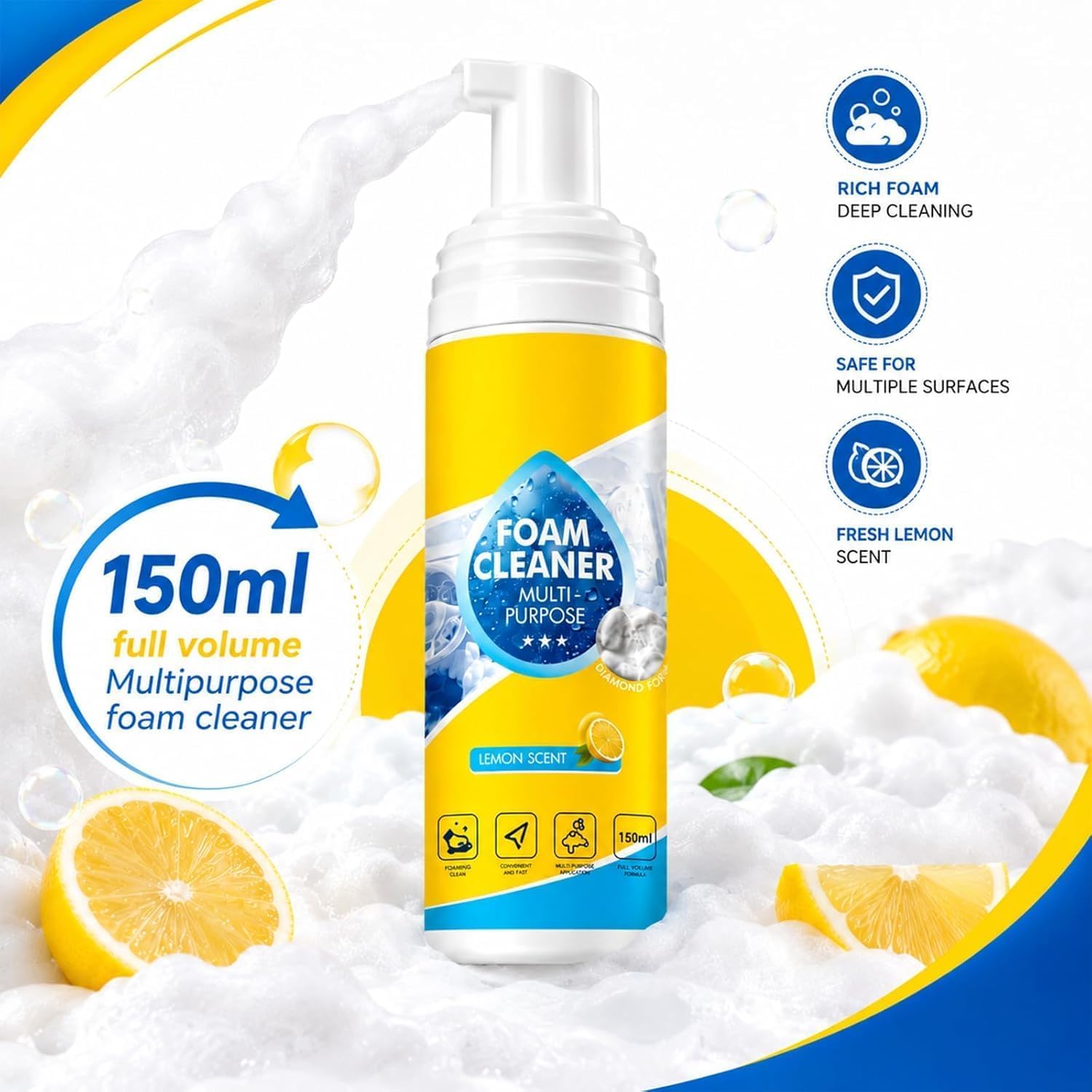 iYanoc 4-in-1 Multi-Enzyme Foam Cleaner, Multi-Purpose Foaming Cleaner, Suitable For Deep Cleaning Of Car Interiors, Kitchens, Bathrooms And Sofas