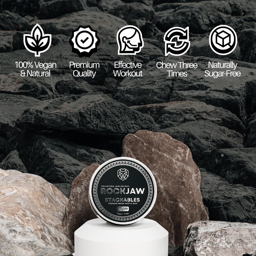 ROCKJAW® Premium Tough Jawline Mastic Gum | Stackables | Re-Chewable, Hand-Picked Mastic Gum Crystals | 100% Natural | Aspartame-Free | Sweetener-Free