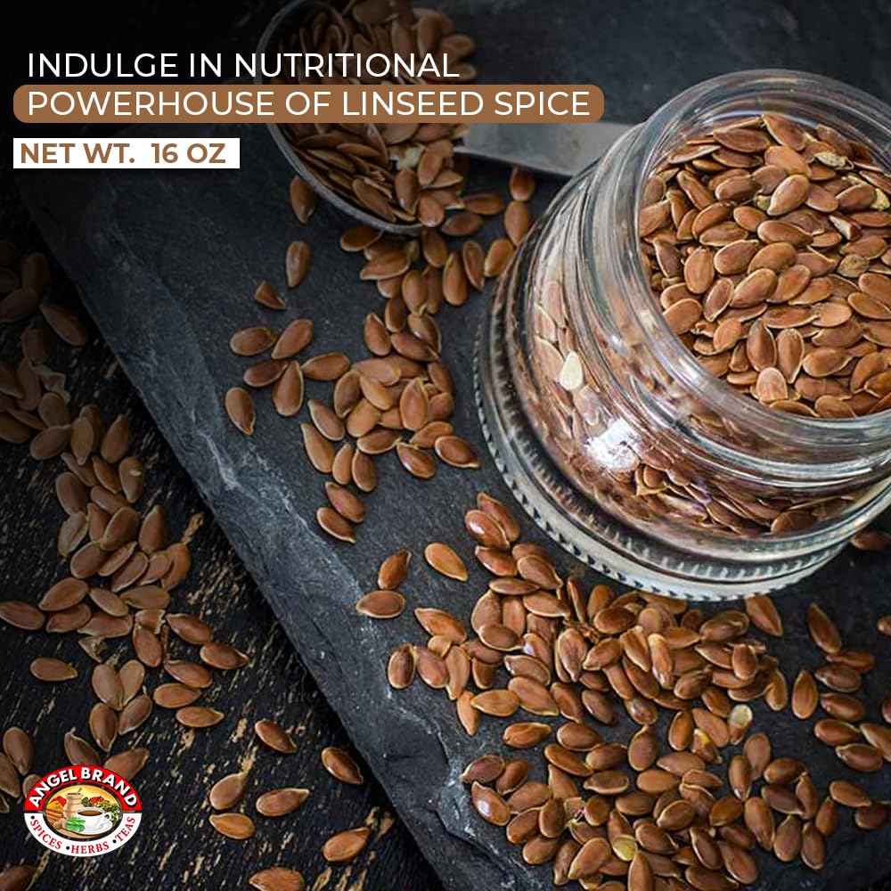 Angel Brand Linseed Flax Seeds 16 oz Pouch - Nutritional Powerhouse of flaxseed Spice - Perfect for Smoothie, Yogurt, Oatmeal & Salads