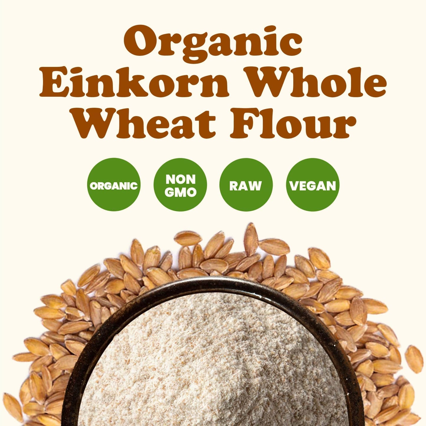 Food to Live Organic Einkorn Whole Wheat Flour, 8 Ounces - Finely Milled, Rich Fiber, Great for Baking Bread, Pizza, Pancakes, Muffins, USDA