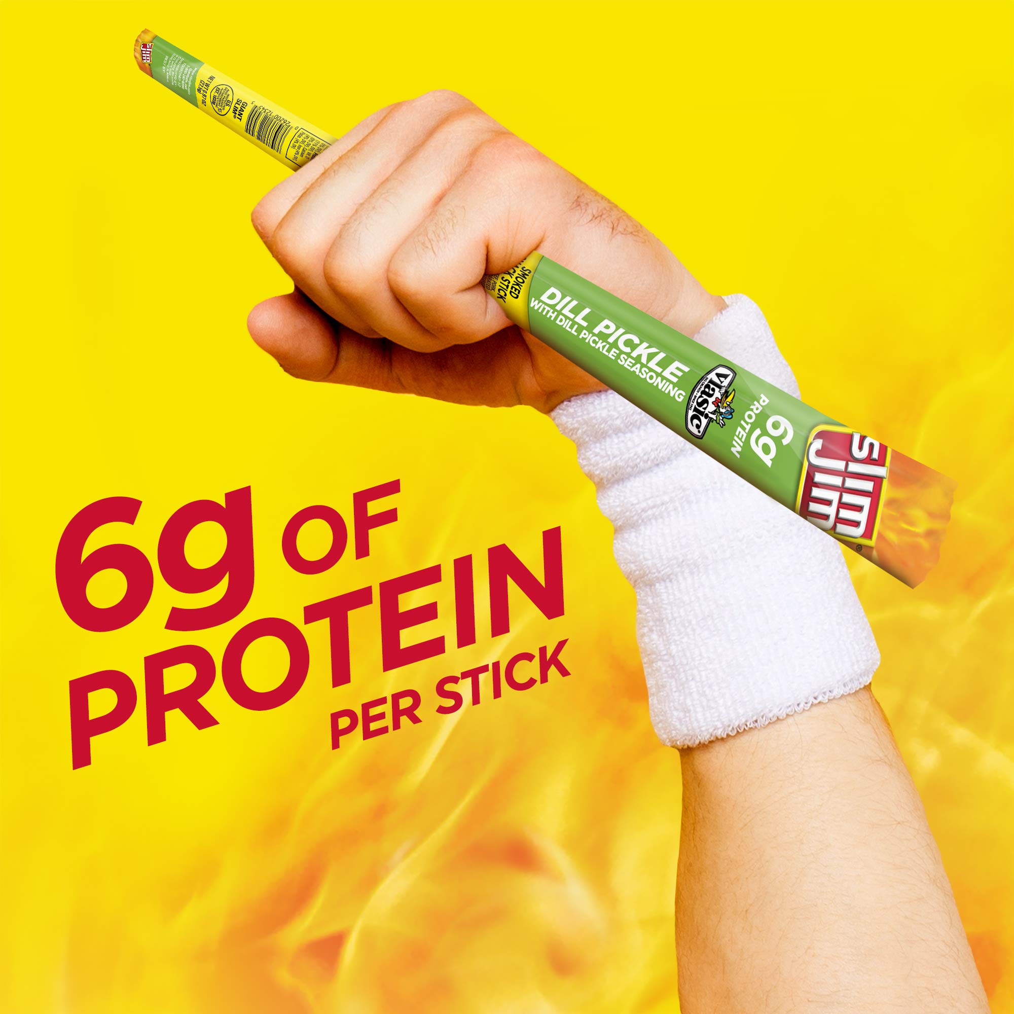 Slim Jim Giant Smoked Meat Sticks, Vlasic Dill Pickle Flavor, 6g Protein Per Stick, 0.97 oz. (24 Count)