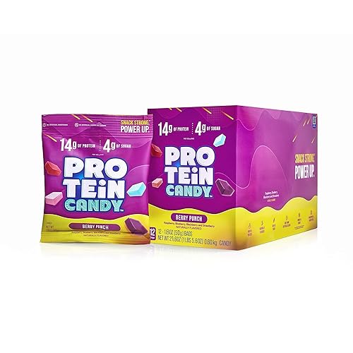 Protein Candy | 12-Pack | Low Sugar Candy | Whey Protein Isolate Snacks | A Good Source of Fiber | No Artificial Flavors or Colors | Gluten-Free |
