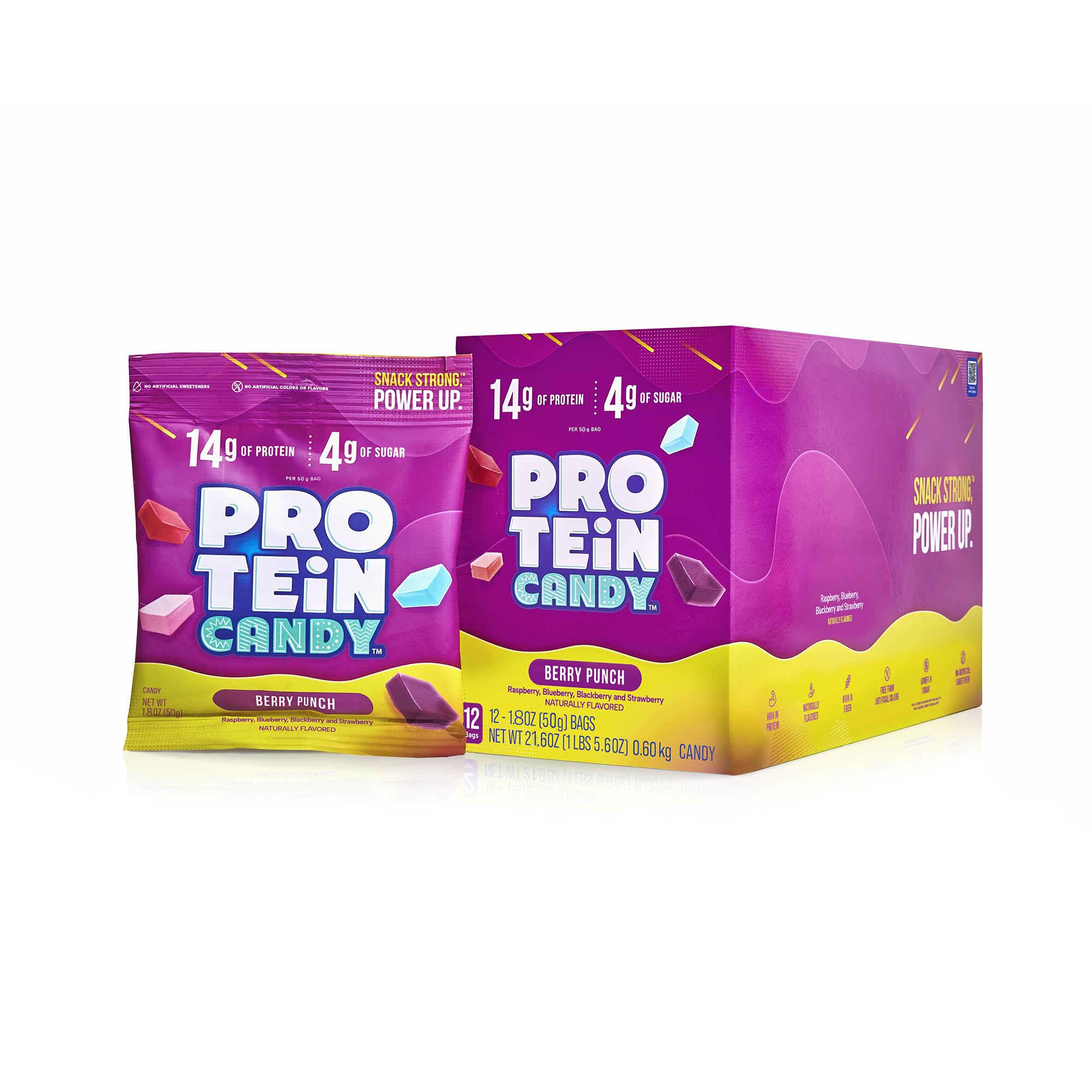 Protein Candy | 12-Pack | Low Sugar Candy | Whey Protein Isolate Snacks | A Good Source of Fiber | No Artificial Flavors or Colors | Gluten-Free |