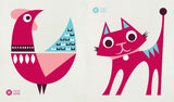 Trendy Tripper Swedish Dishcloth/Sponge Cloths Mid-Century Modern Design Pack of 2: CAT + Rooster (Pk of 2 Cat + Rooster Red-Pink)