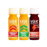 Vive Organic Wellness Shots Fridge Stock Up Variety Pack | 12 Immunity Boost Orginial | 12 Immunity Boost Cayenne | 12 Energy + Immunity (2 oz Shots