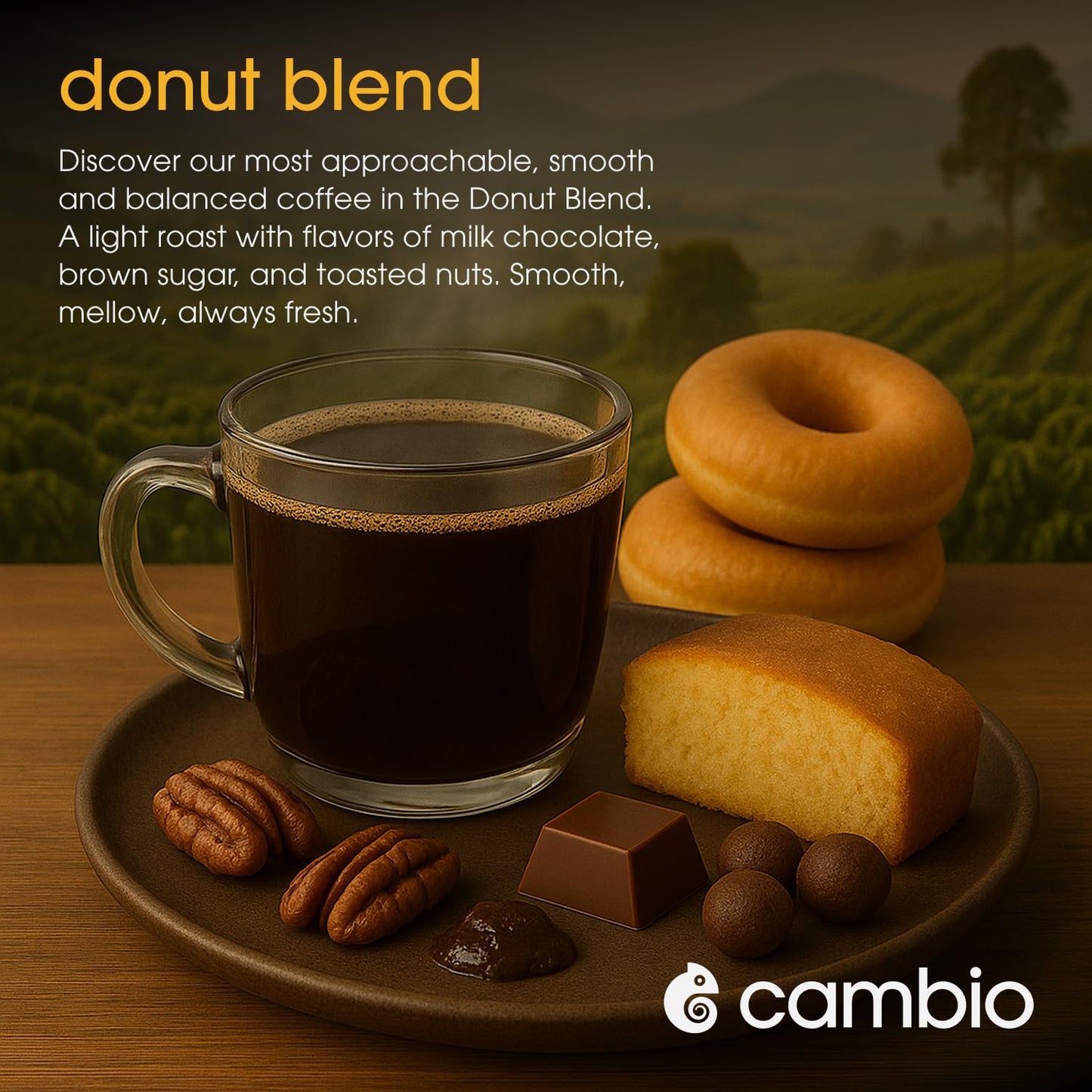 Cambio Roasters Organic Coffee Pods - Donut Blend Light Roast, The Only Organic Recyclable Aluminum Coffee Pods, Small Batch Roasted, Keurig®