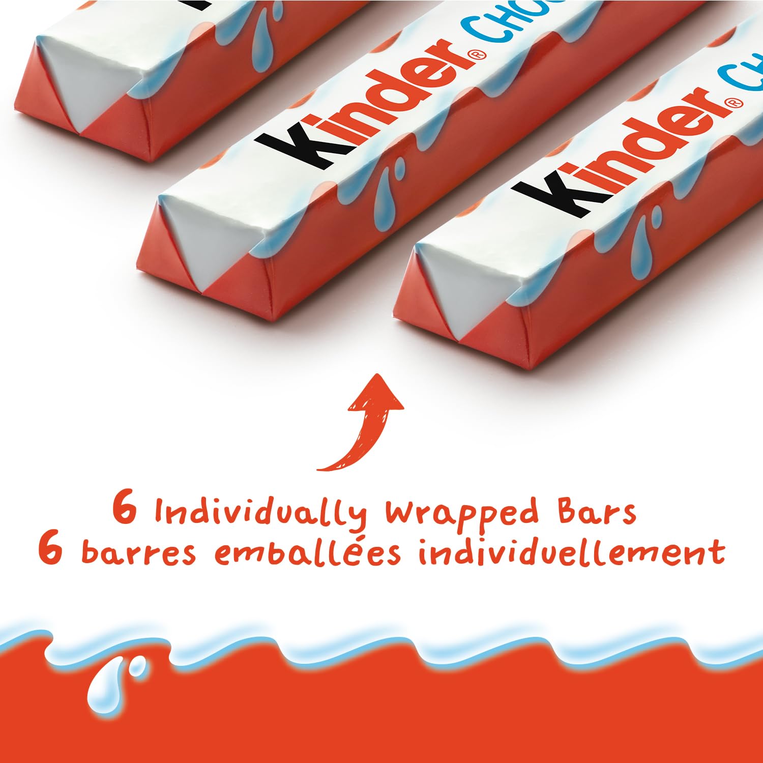 Kinder Chocolate Single Bars, 6-Pack. Individually Wrapped Milk Chocolate Bars (126g)