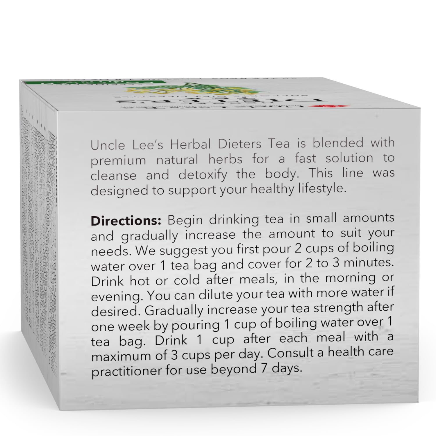 Uncle Lee’s Herbal Dieter’s Tea, Egyptian Mint - Senna Tea with Dandelion Root, Mint & Orange Peel, Natural Laxative, Caffeine-Free Tea Bags, 20 Count