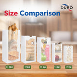Duro 8# White Paper Bags 100 Count - Bulk White Paper Lunch Bags for Deli, Restaurant Takeout, Grocery & Luminary Disposable SOS Lunch Sacks - 6.12 x