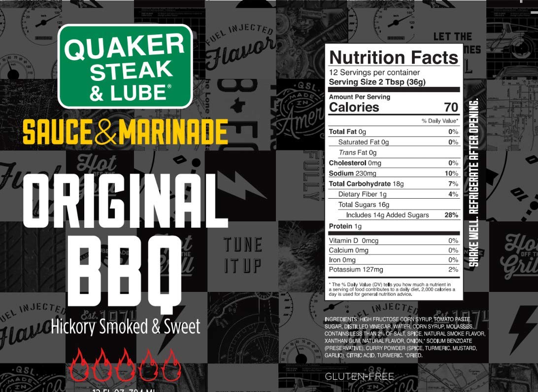 Quaker Steak and Lube Original Barbecue Wing Sauce - 12 Ounce Glass Bottle of Quaker Steak & Lube Original BBQ Sauce