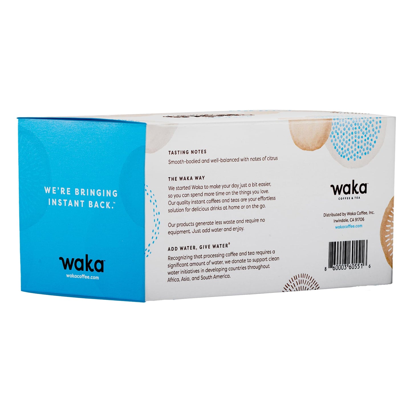 Waka Instant Coffee, Medium Roast - 100% Arabica Colombian Beans, Freeze Dried Granules, No Additives - Single Serve Packets for Quick Hot and Iced