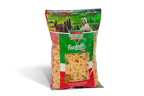 CRISPA Farfalle (Bow Tie) Pasta | Premium Durum Wheat Semolina | Italian-Style Pasta | 16 oz (1 lb) Pack | Perfect for Salads, Creamy Sauces & Baked