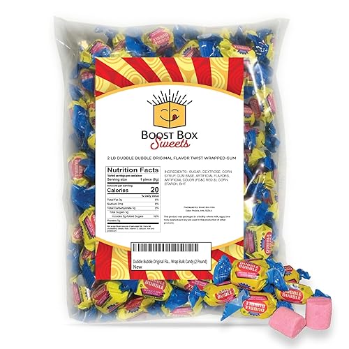 Dubble Bubble Original Flavor Bubblegum Individually Twist Wrap Bulk Candy (2 Pound)