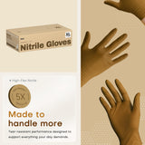 SUP Powder-Free Nitrile Gloves, 100 Count Food Safe Latex-Free Disposable Gloves for Medical Cooking Cleaning Food Prep, Tan (X-Large)