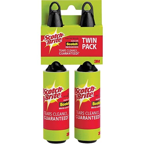 Scotch-Brite Mini Lint Roller, White, 2 Rollers Total