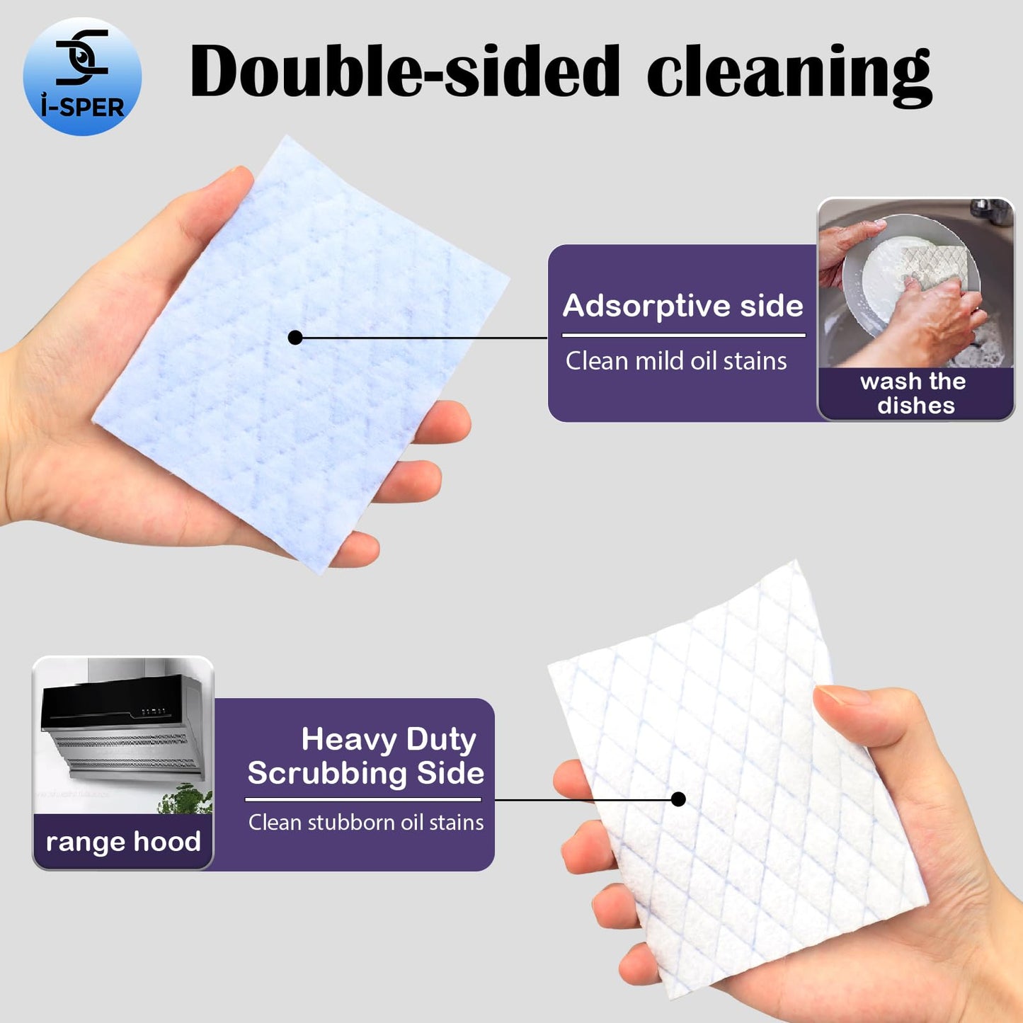 24 Pack Light Scouring Pad with Foam, Triple Cleaning Scrub Pad Singles Heavy Duty Household Non-Scratch Abrasive Hand Pad Multi Surface Magic Sponge