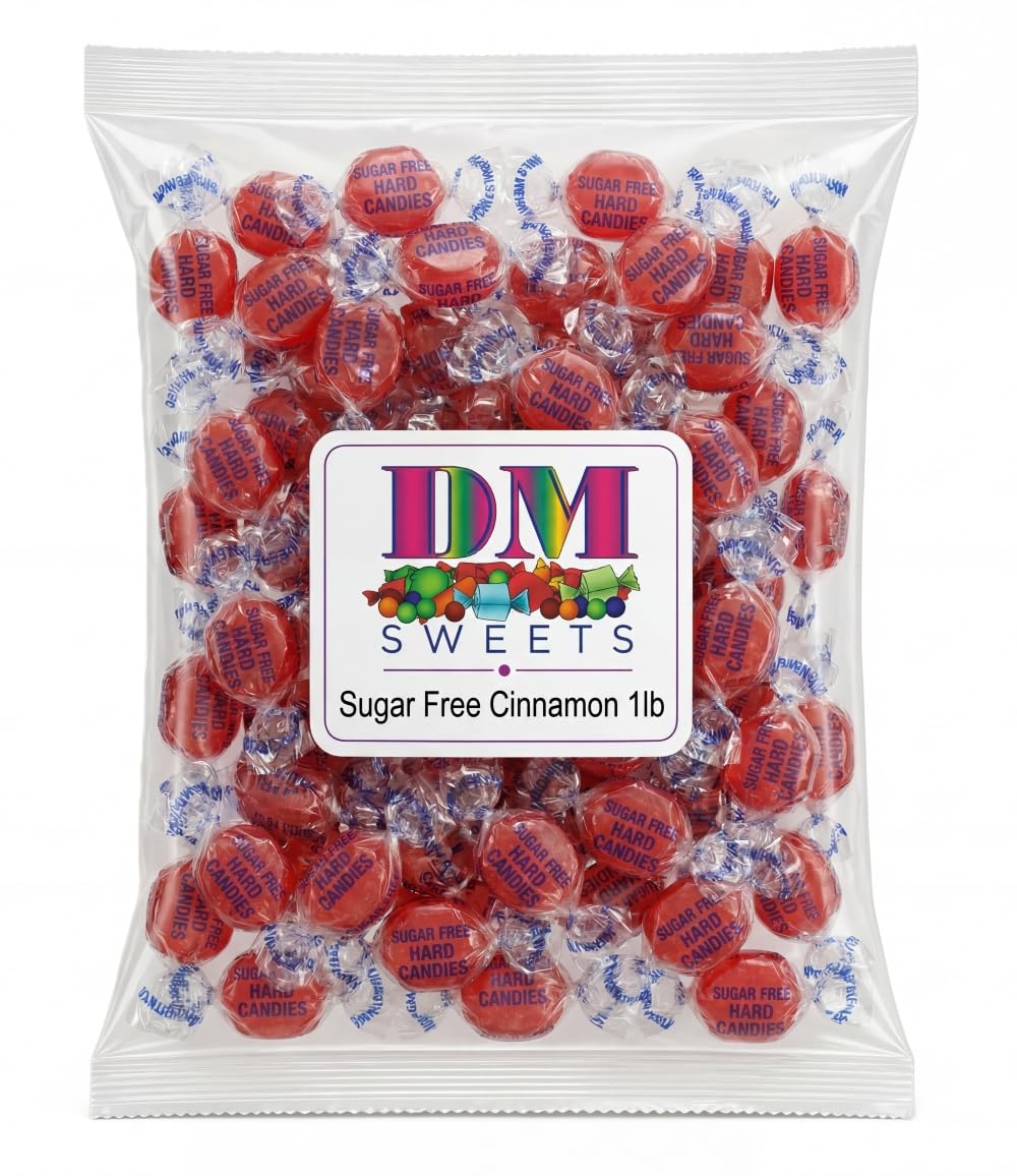 Sugar Free Cinnamon Hard Candy - 1 lb Bulk Bag - Individually Wrapped Sweet and Spicy Cinnamon Discs - Low?Carb