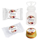 Andaz Press Fall Burgundy Marsala Wedding Party Collection, Personalized Chocolate Drop Label Stickers Trio, Custom Name Bridal Shower Date, Marsala