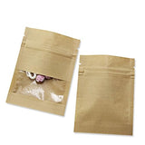 PABCK 500 Pack 2.7x3.5inch (Inner Size 2.36x2.36 inch) Clear WindowBrown Kraft Paper for Zip Seed Packets Lock Food Storage Bags Zipper Lock Seeds