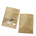 PABCK 500 Pack 2.7x3.5inch (Inner Size 2.36x2.36 inch) Clear WindowBrown Kraft Paper for Zip Seed Packets Lock Food Storage Bags Zipper Lock Seeds